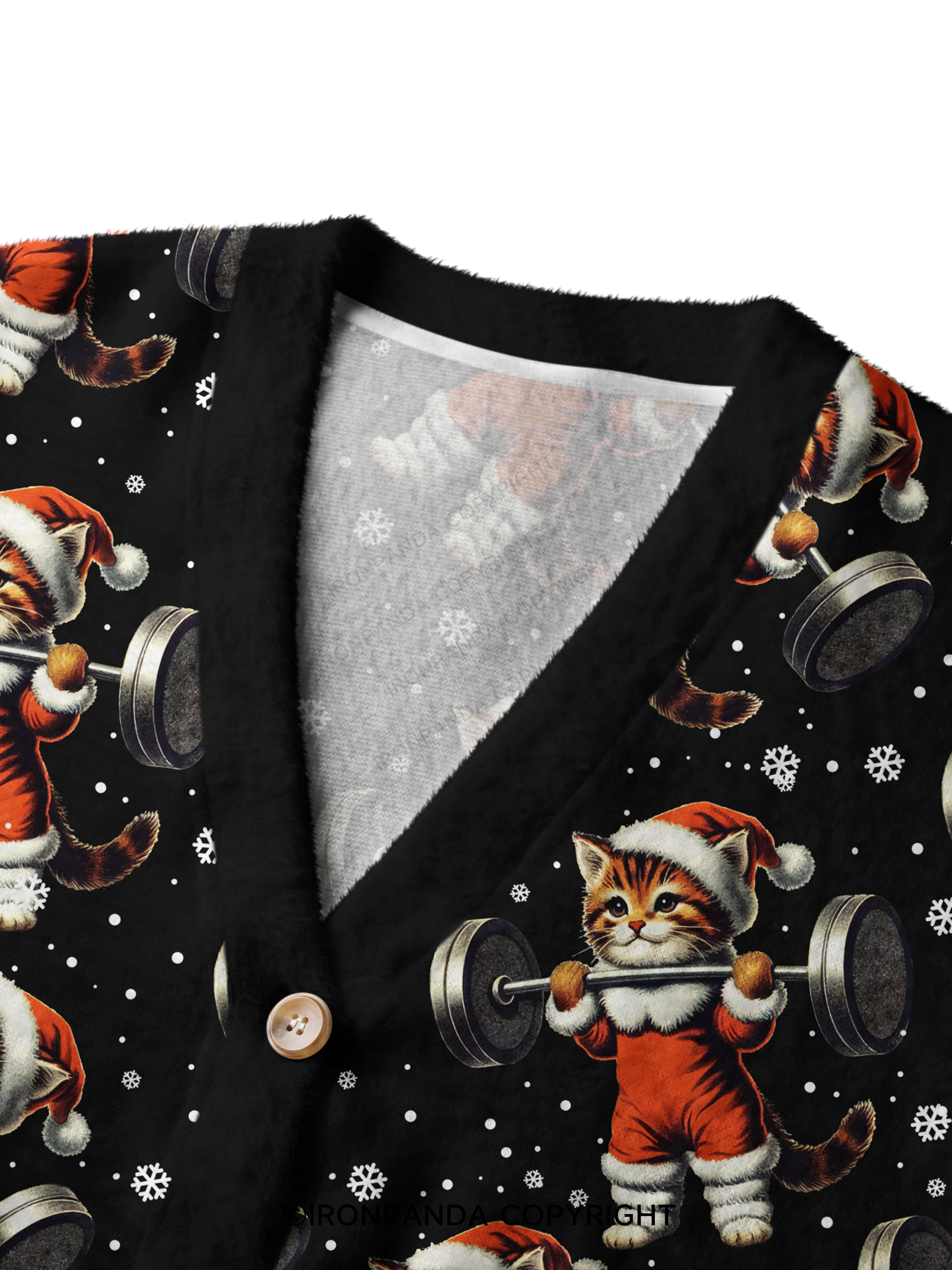 SANTA KITTEN WORKOUT Ugly Fuzzy Fleece Sweater