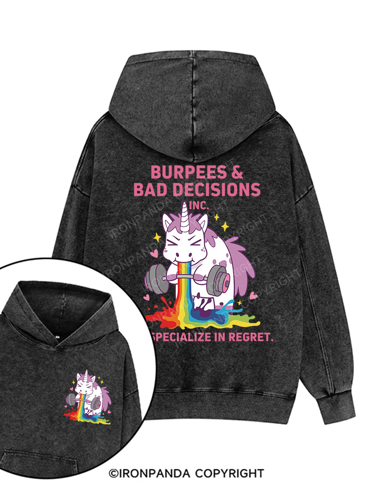 BURPEES & BAD DECISIONS Printed Washed Gym Hoodie