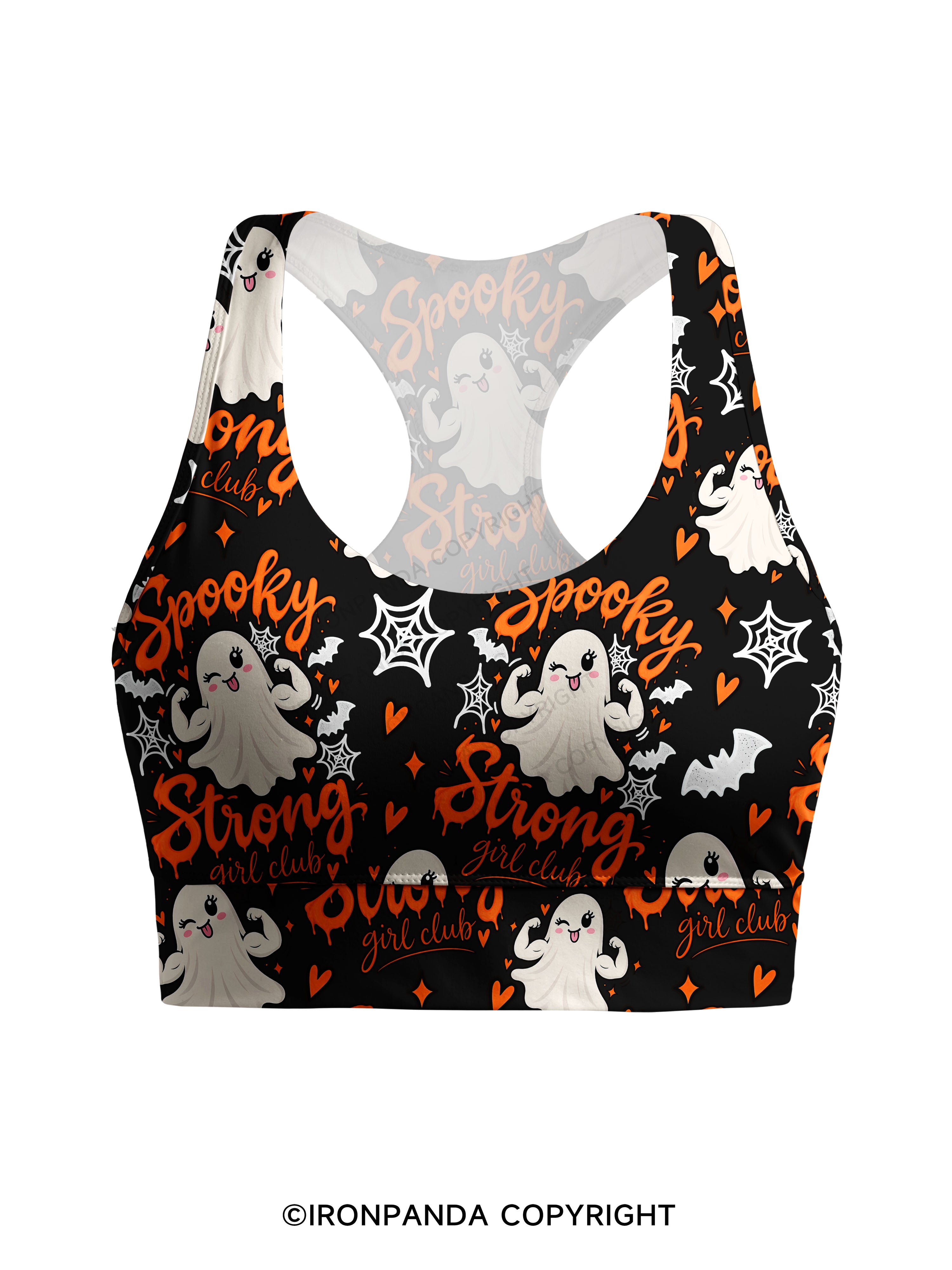 SPOOKY STRONG GIRL CLUB Racerback Sports Bra