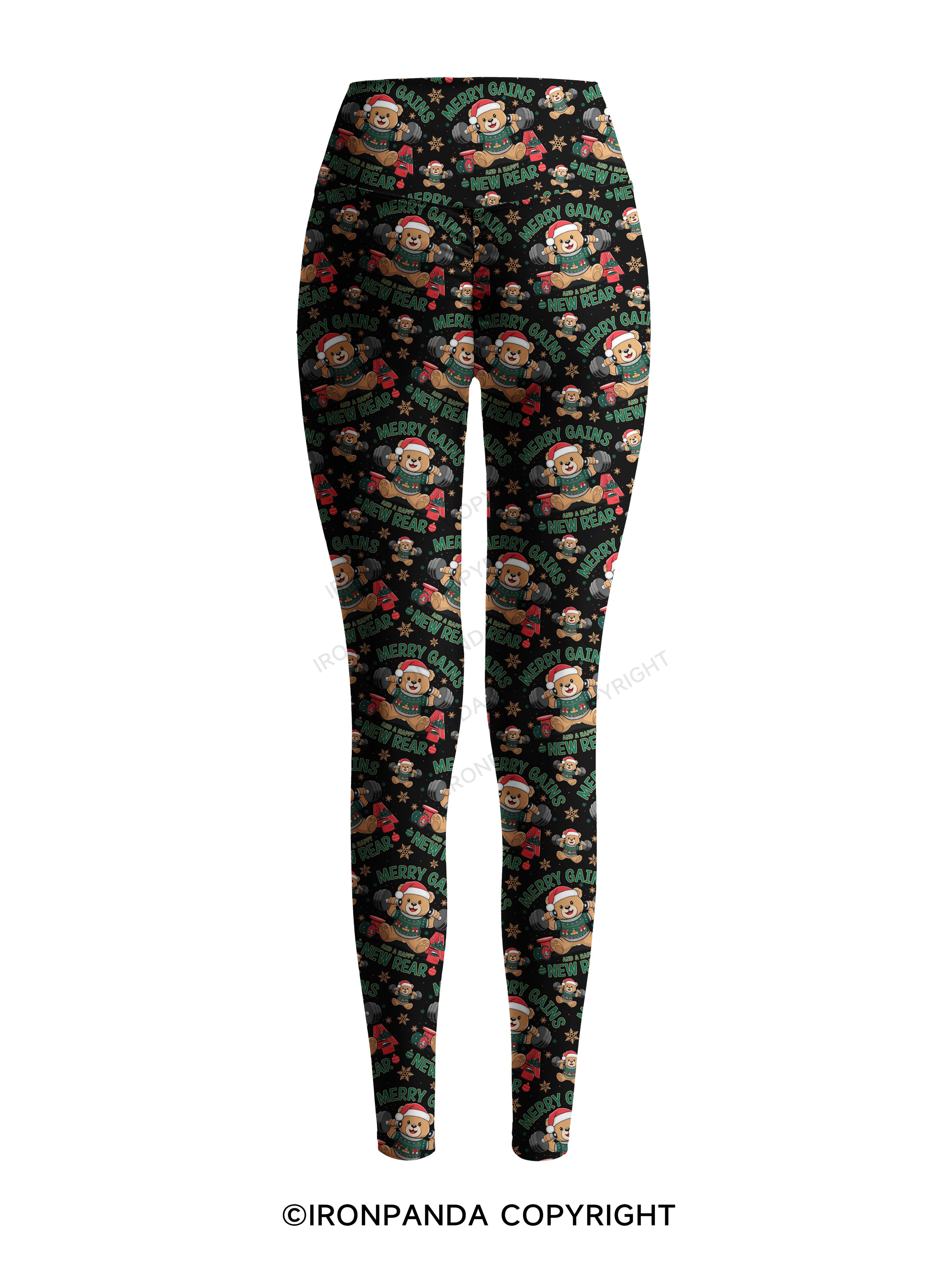 MERRY GAINS AND A HAPPY NEW REAR Printed Yoga Pants