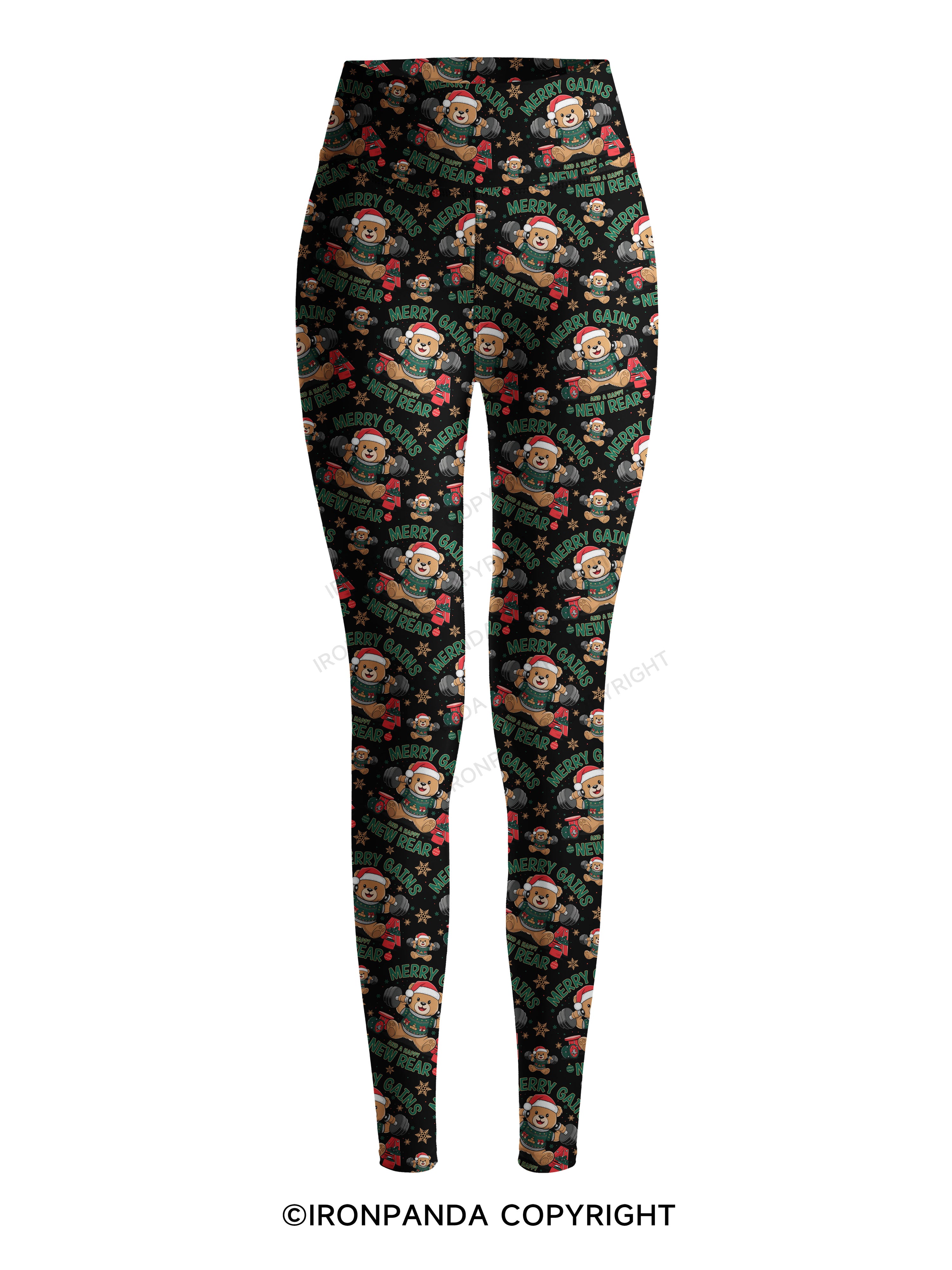 MERRY GAINS AND A HAPPY NEW REAR Printed Yoga Pants