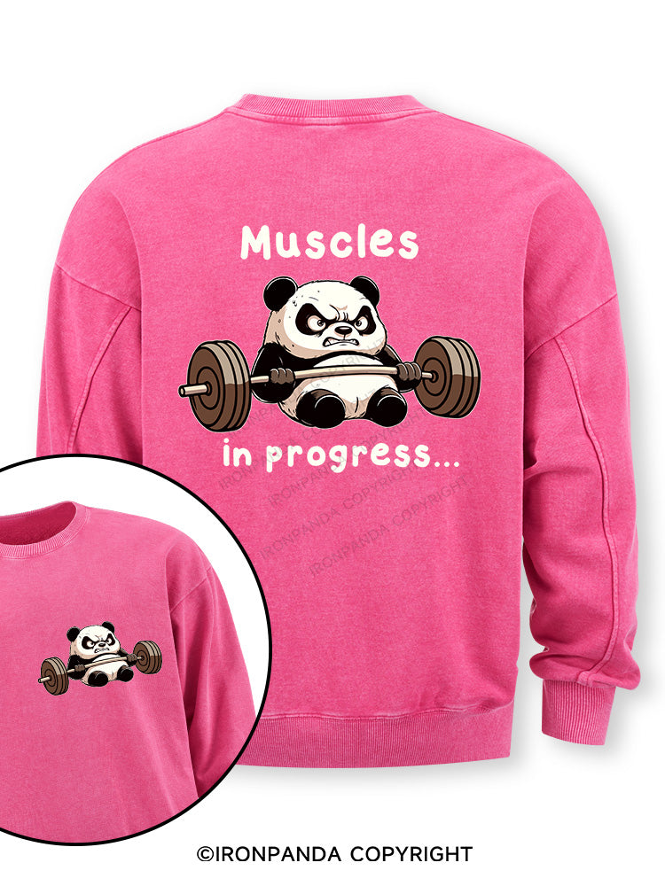 muscles in progress Double-Sided Printed Washed Sweatshirt