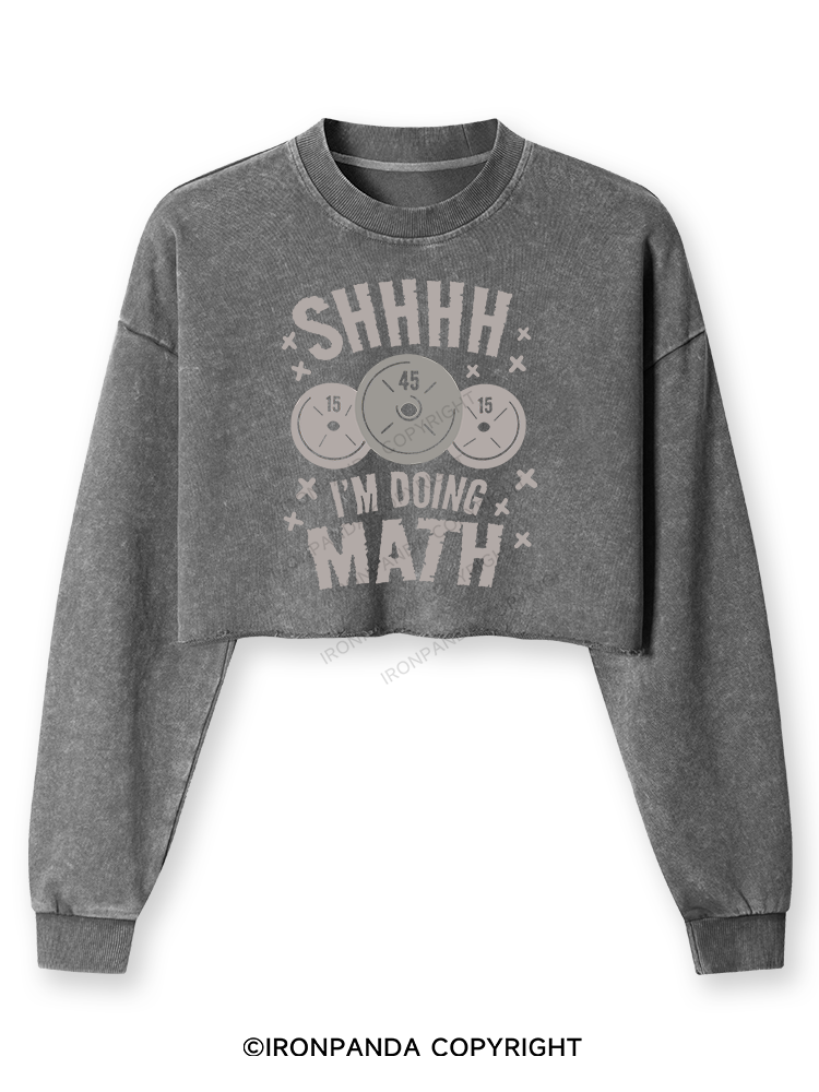 SHHHH I'M DOING MATH Washed Long-Sleeve Crop Top