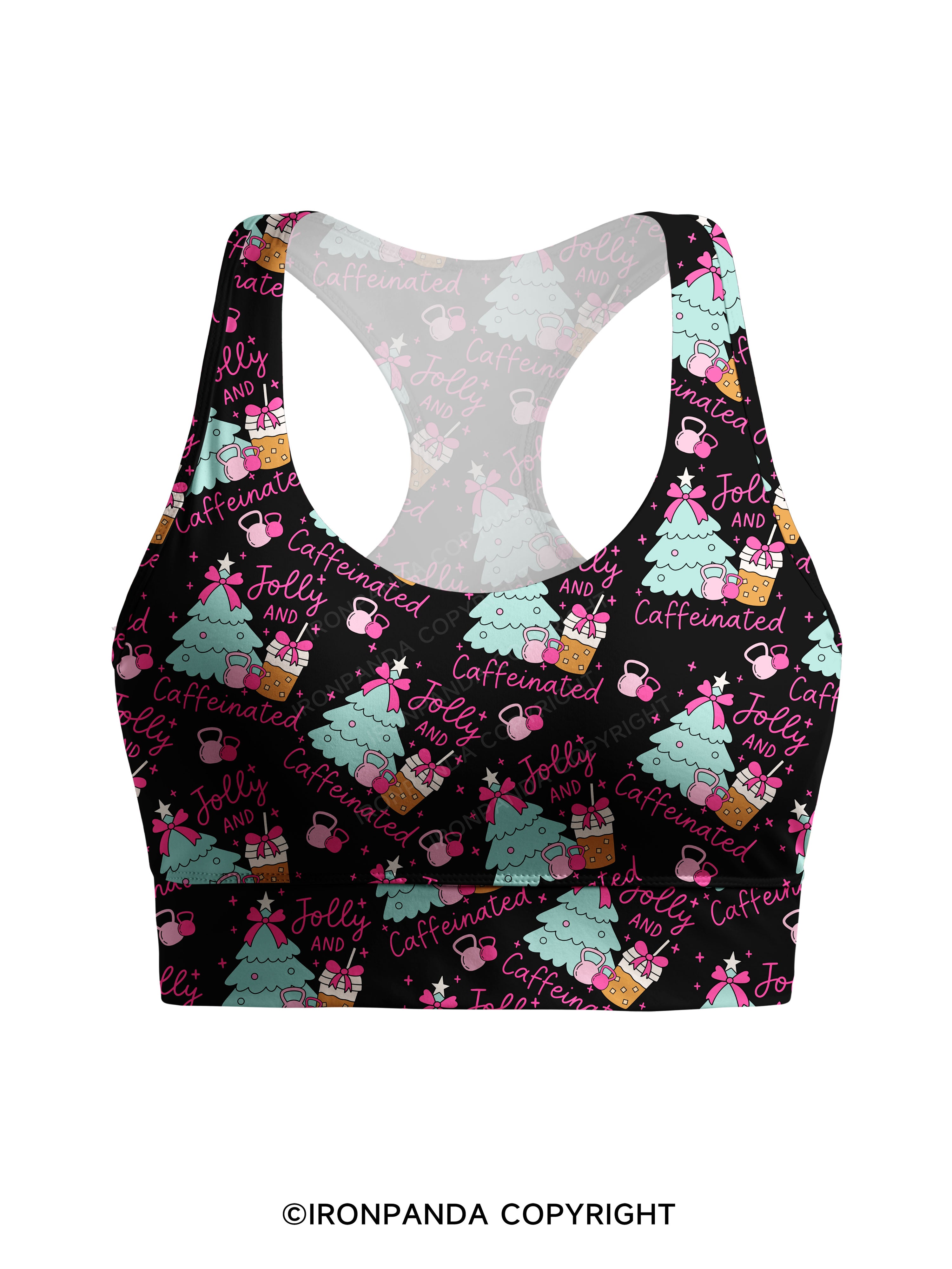 JOLLY AND CAFFEINATED Racerback Sports Bra
