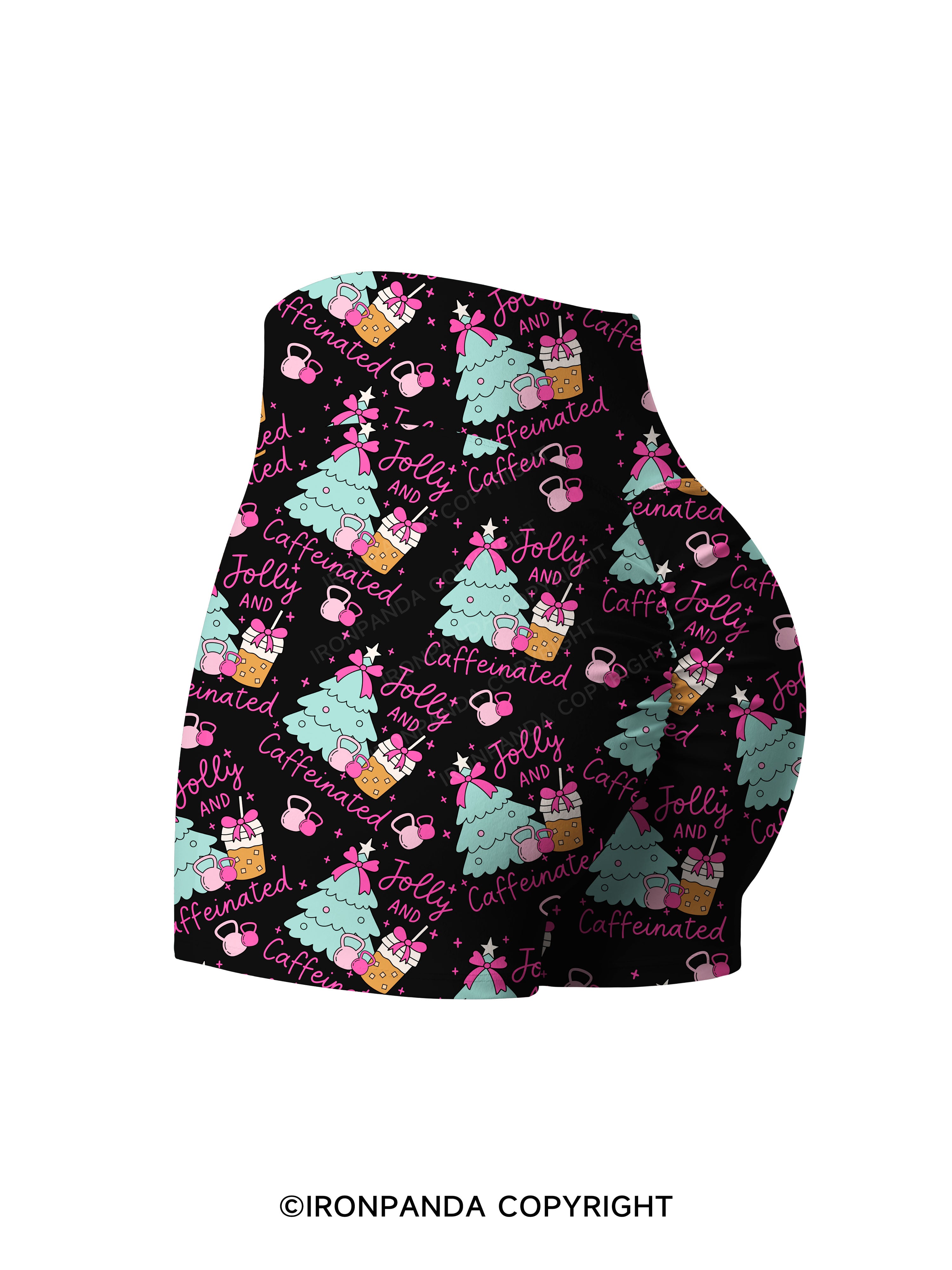 JOLLY AND CAFFEINATED Printed Yoga Shorts