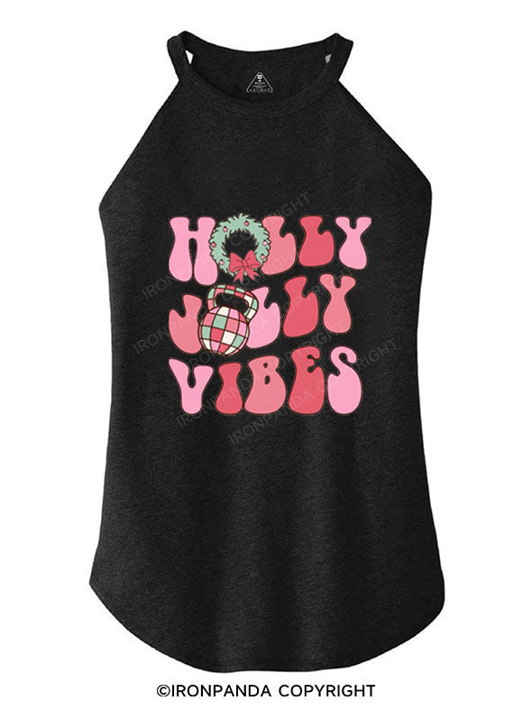 HOLLY JOLLY VIBES TRI ROCKER COTTON TANK