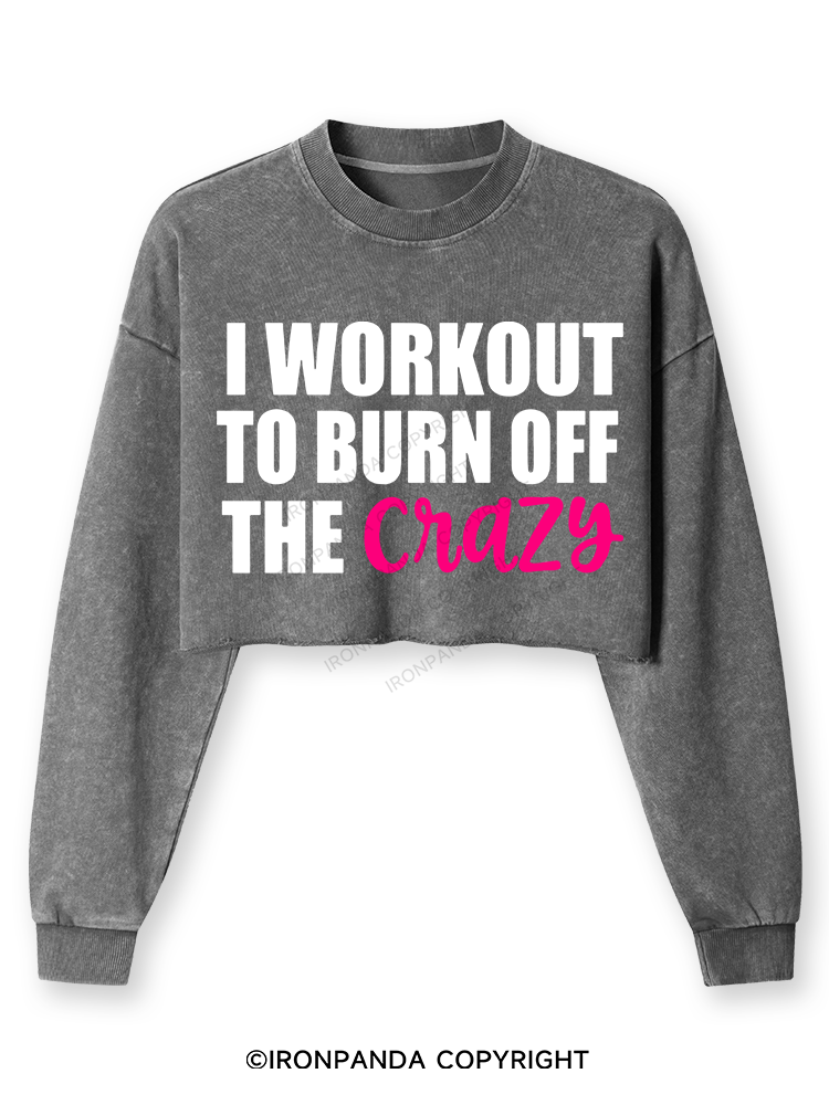 I Workout to Burn Off The Crazy Washed Long-Sleeve Crop Top