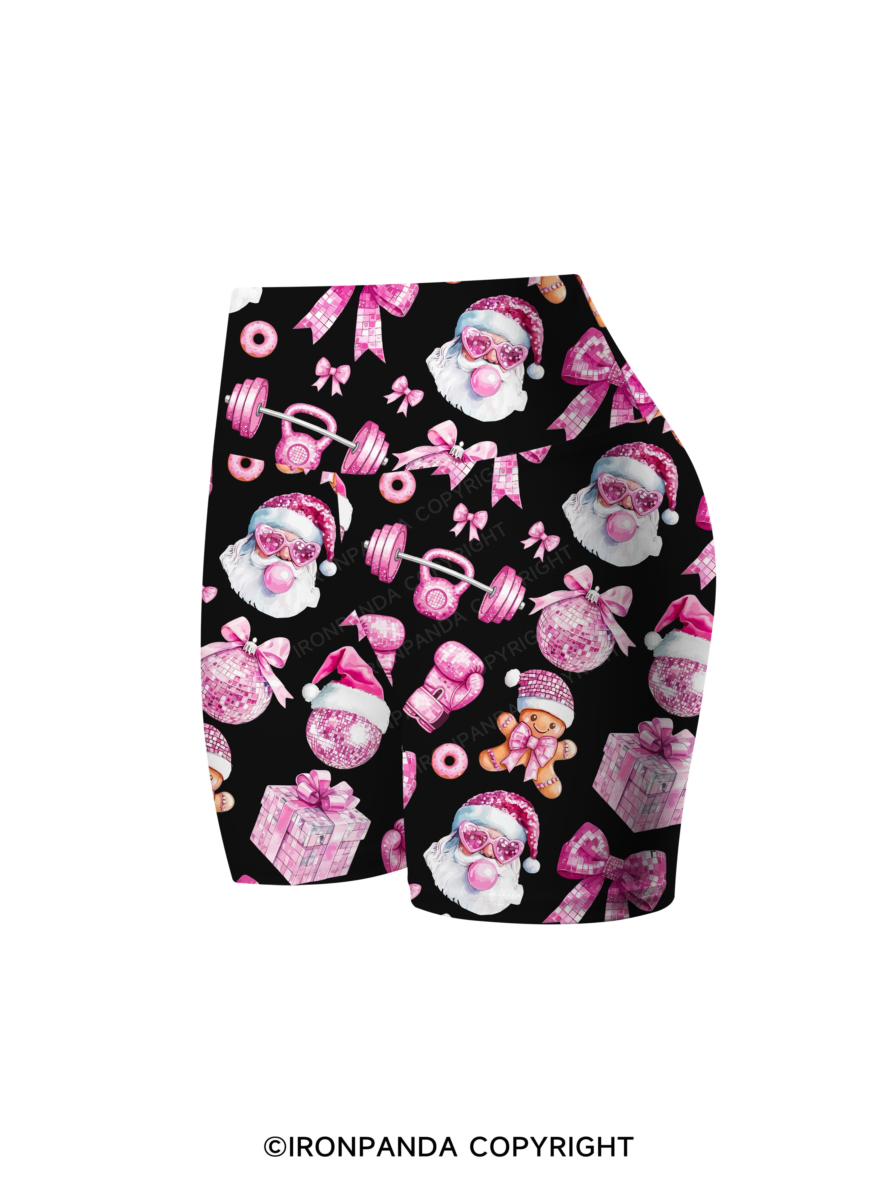 Holiday Hustle and Pink Glow Printed Yoga Cycling Shorts
