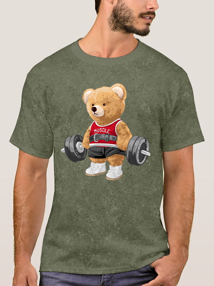 Exercise Bear Washed Gym Shirt