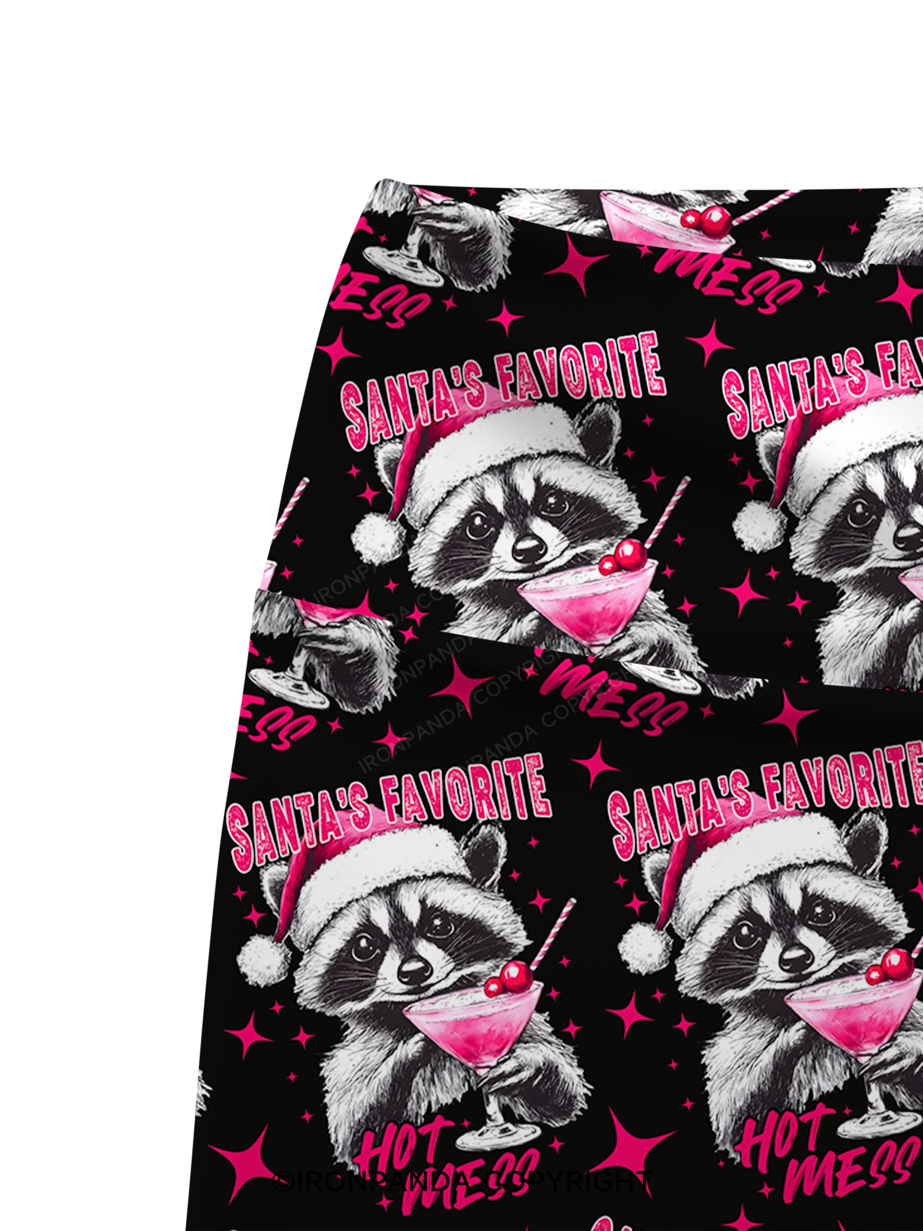 SANTA'S FAVORITE HOT MESS Printed Yoga Cycling Shorts