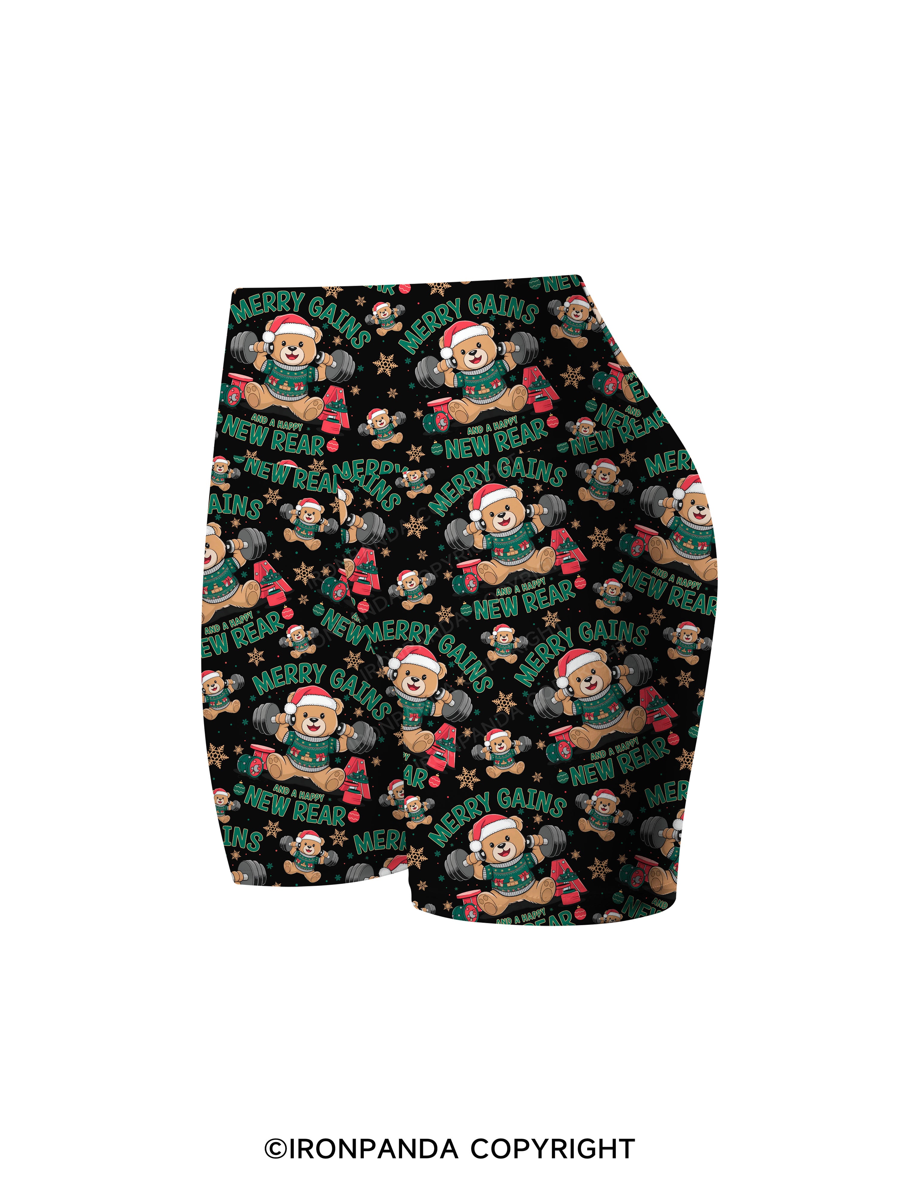 MERRY GAINS AND A HAPPY NEW REAR Printed Yoga Cycling Shorts
