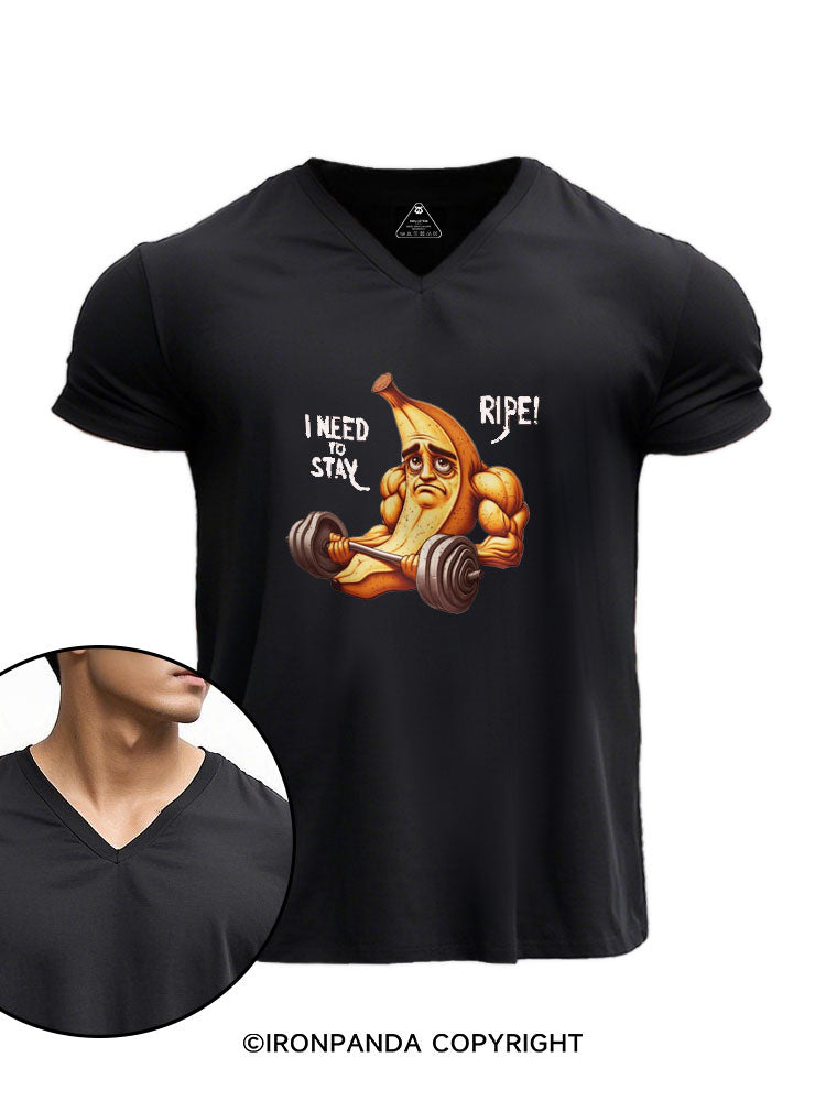 Muscular Banana Lifting Weights V-neck Gym Shirt