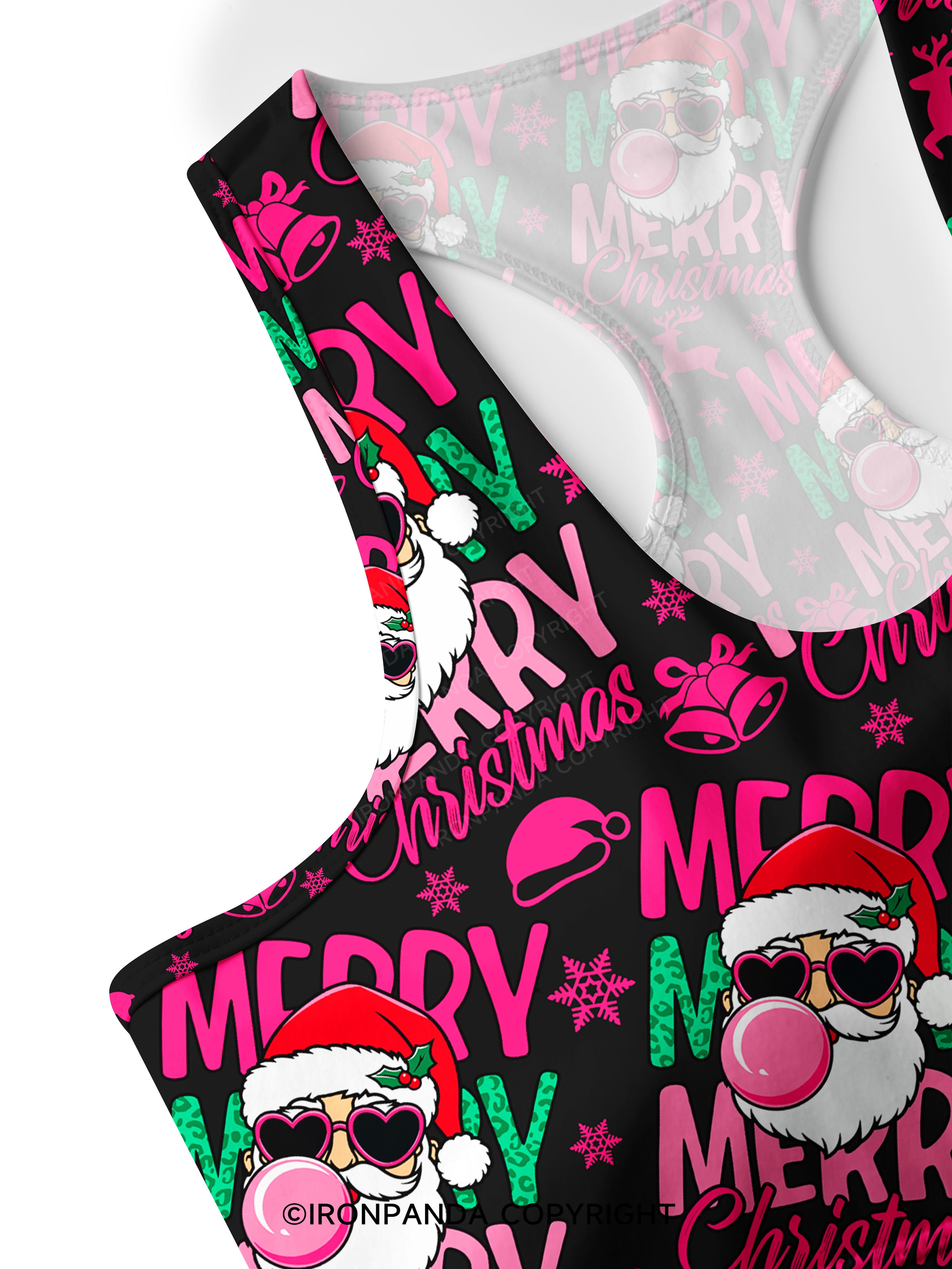 MERRY MERRY MERRY CHRISTMAS Racerback Sports Bra