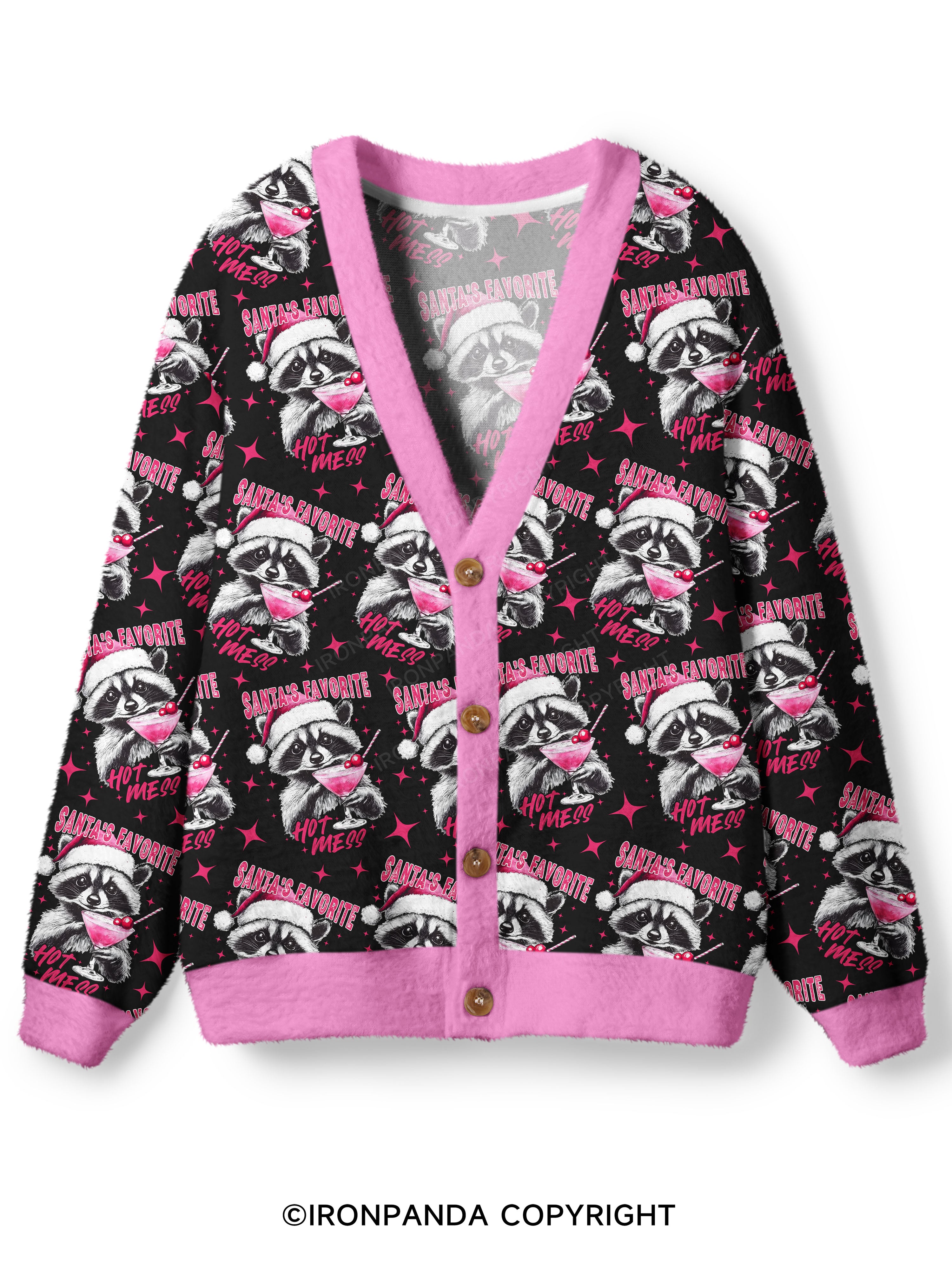 SANTA'S FAVORITE HOT MESS Ugly Cardigan Sweater