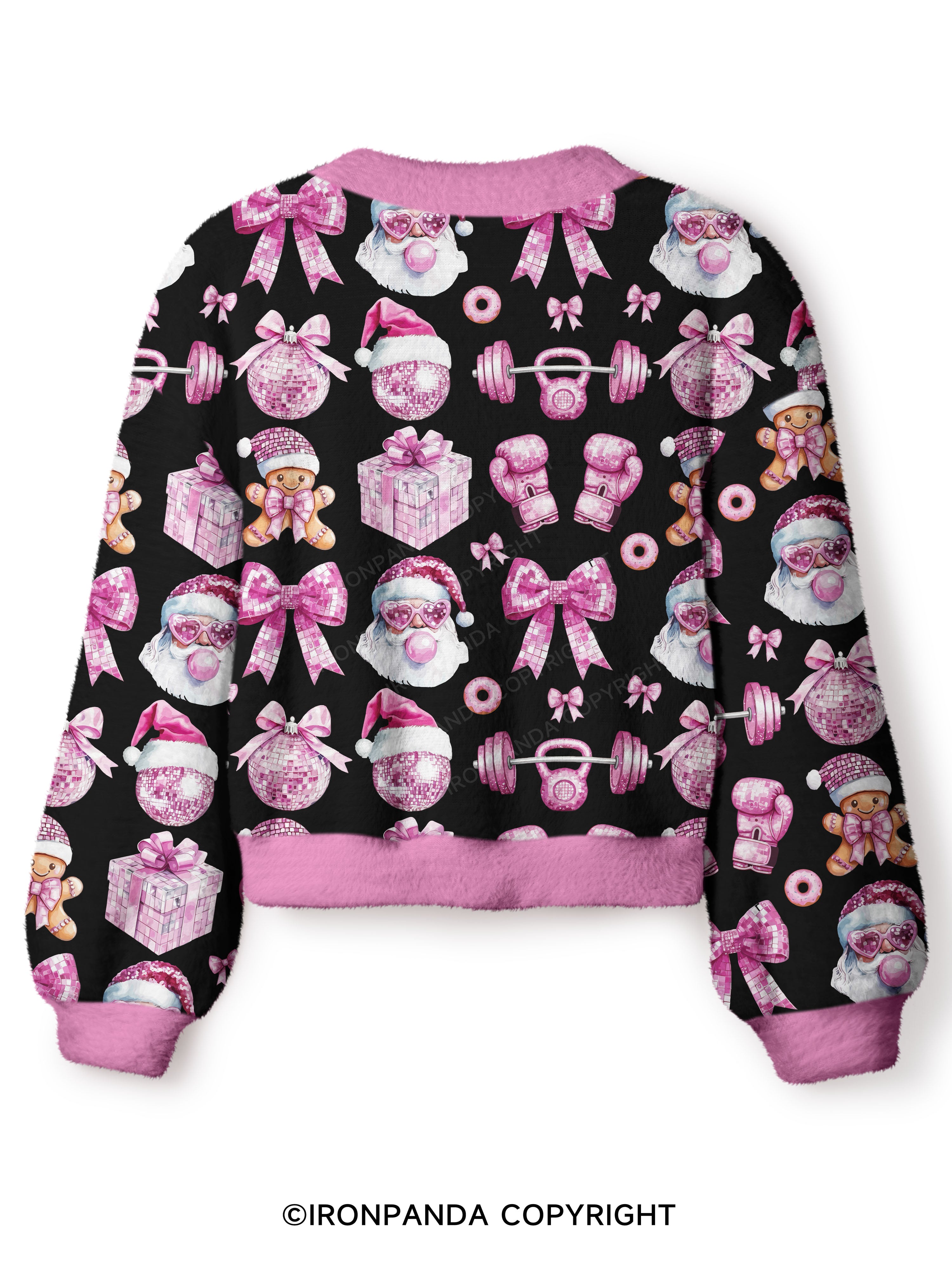 Holiday Hustle and Pink Glow Crop Ugly Cardigan Sweater