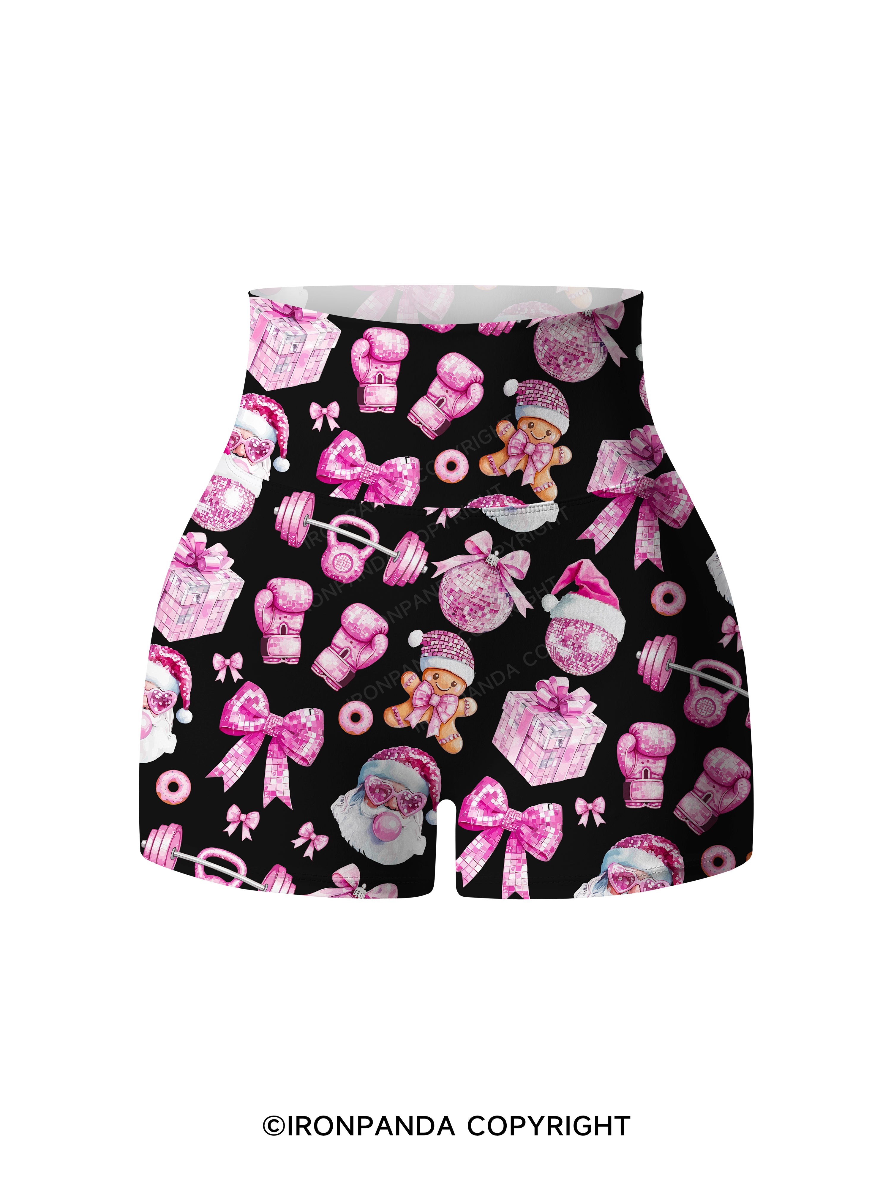 Holiday Hustle and Pink Glow Printed Yoga Shorts