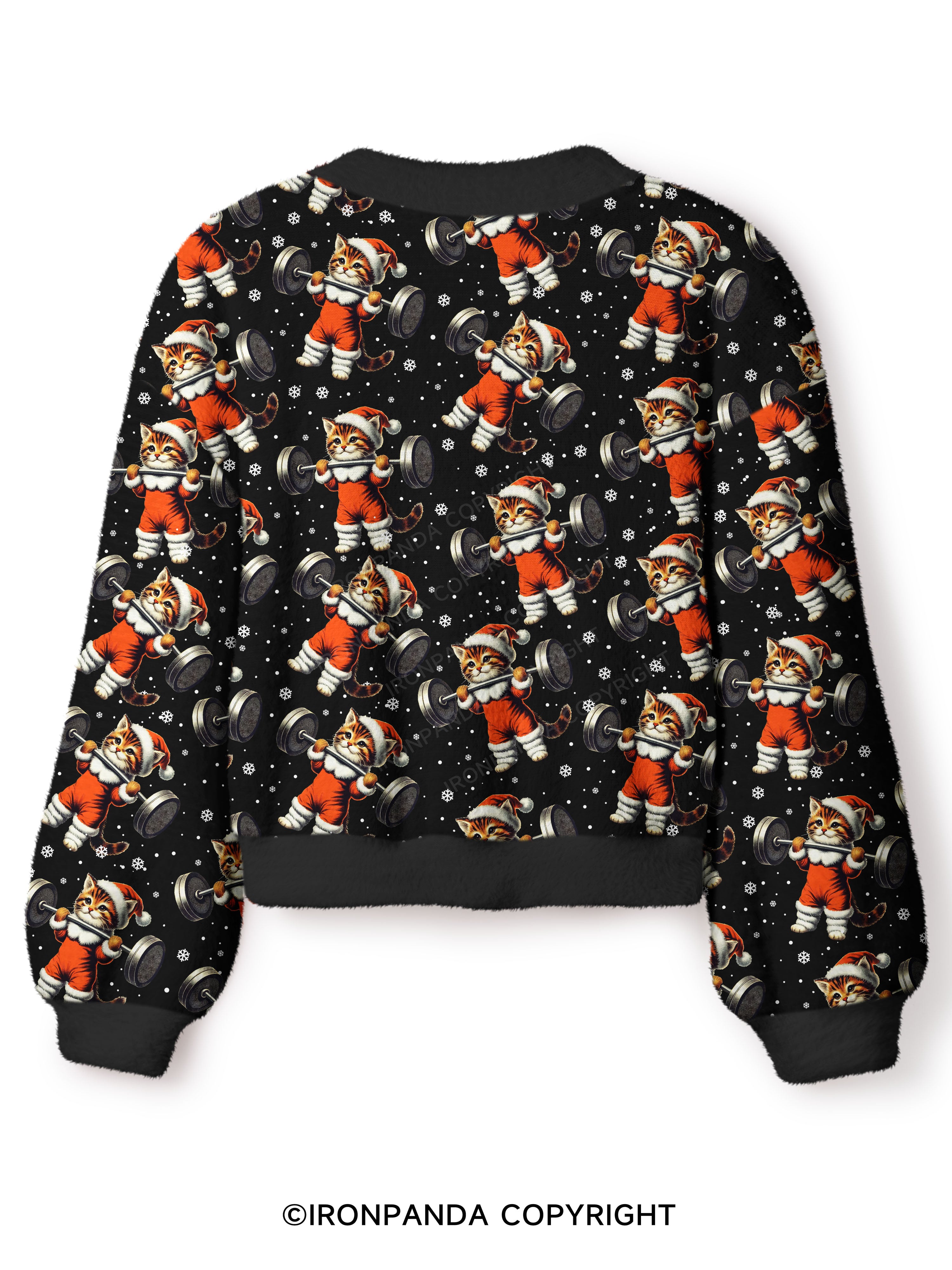 SANTA KITTEN WORKOUT Crop Ugly Cardigan Sweater