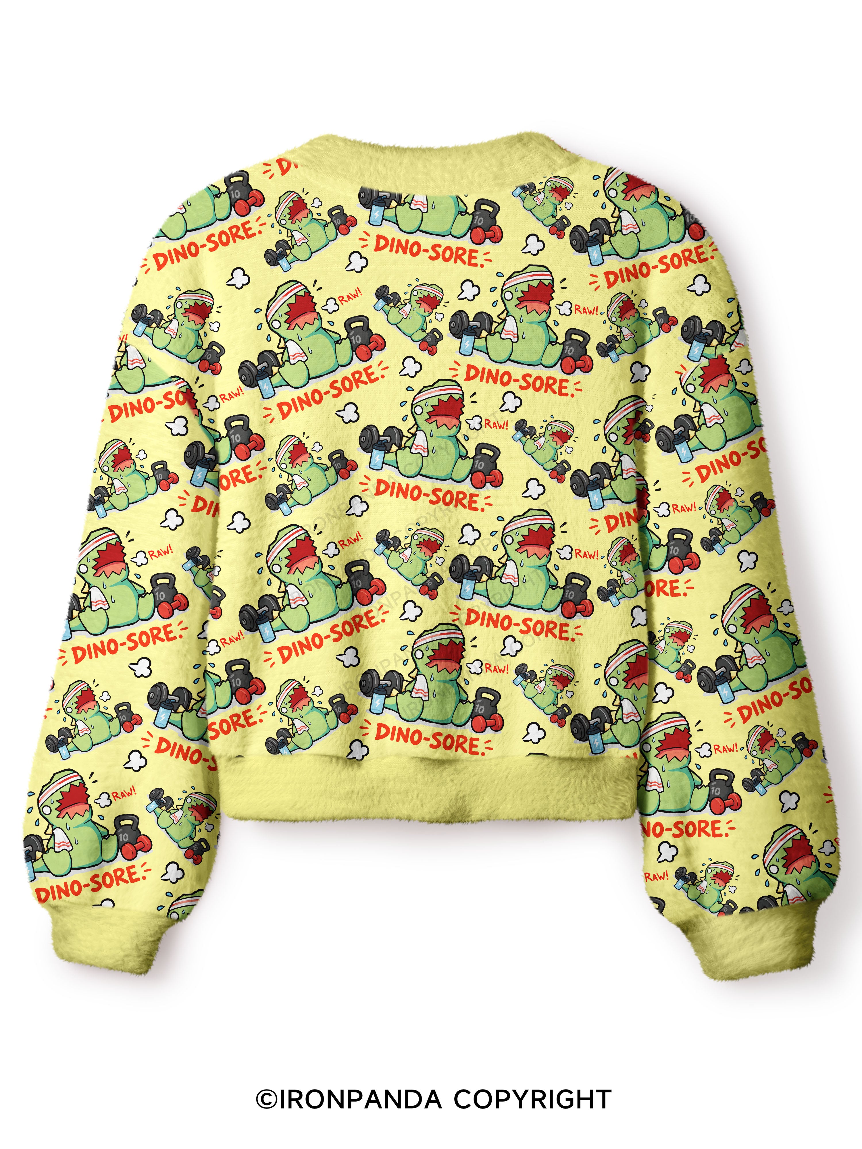 RAW! DINO-SORE Crop Ugly Cardigan Sweater