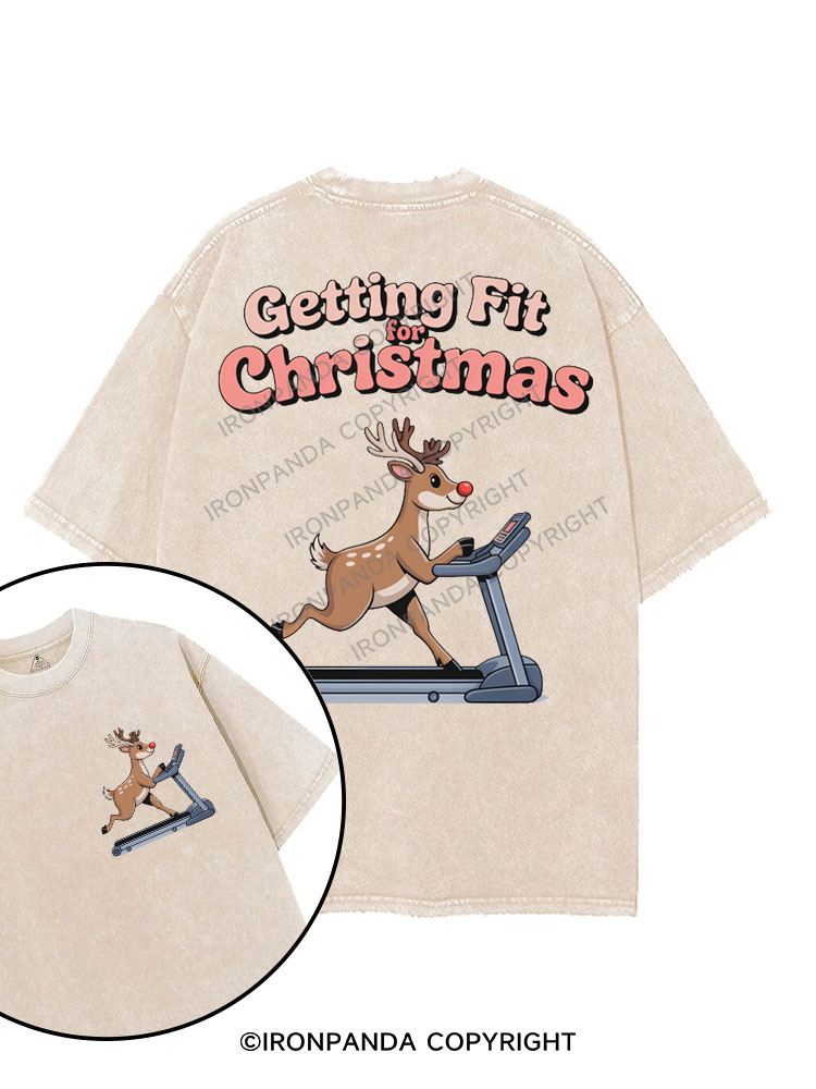 GETTING FIT FOR CHRISTMAS printed Gym Shirt