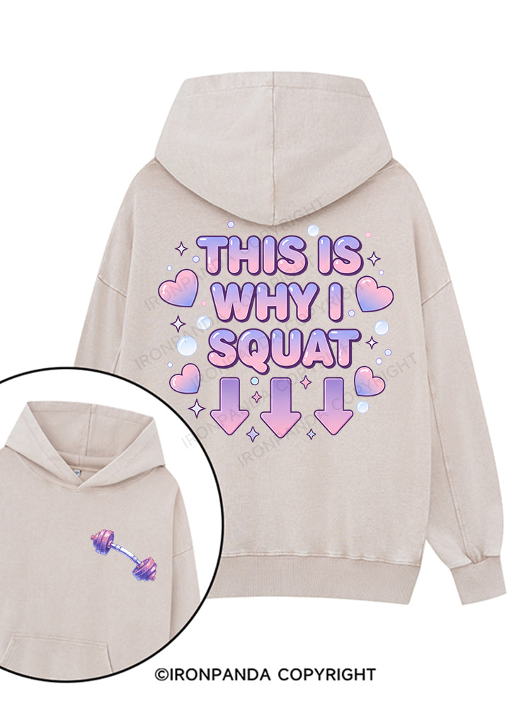 THIS IS WHY I SQUAT Printed Washed Gym Hoodie