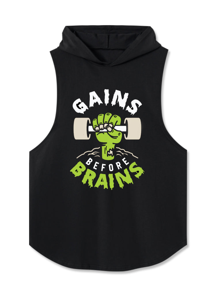 Gains Before Brains Hooded Tank