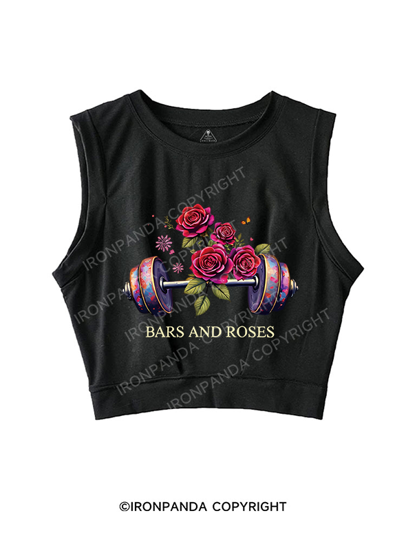 BARS AND ROSES SLEEVELESS CROP TOPS