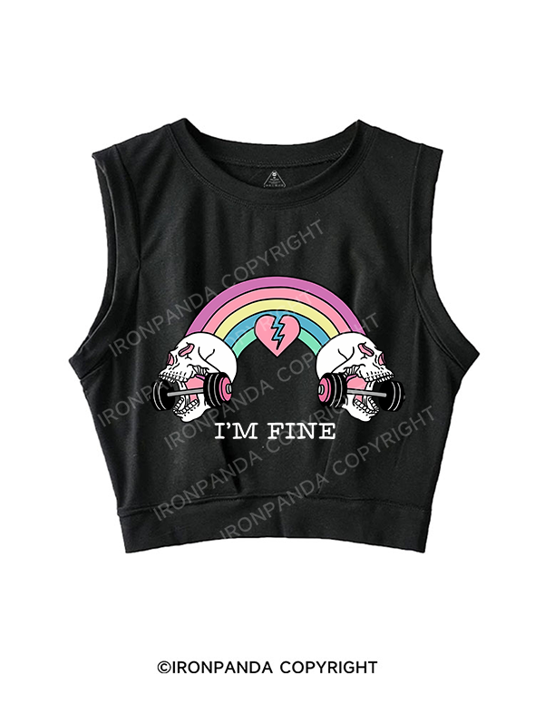 I'M FINE SLEEVELESS CROP TOPS