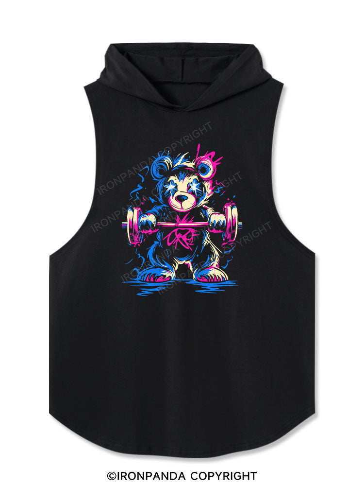 lift heavy pet bear Washed Hooded Tank