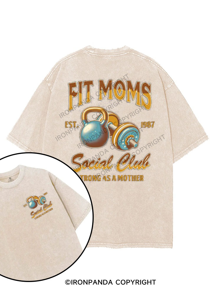 fit moms social club strong as a mother printed Gym Shirt