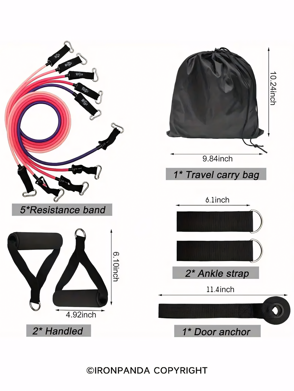 IronPanda Resistance Bands Set- 11pcs