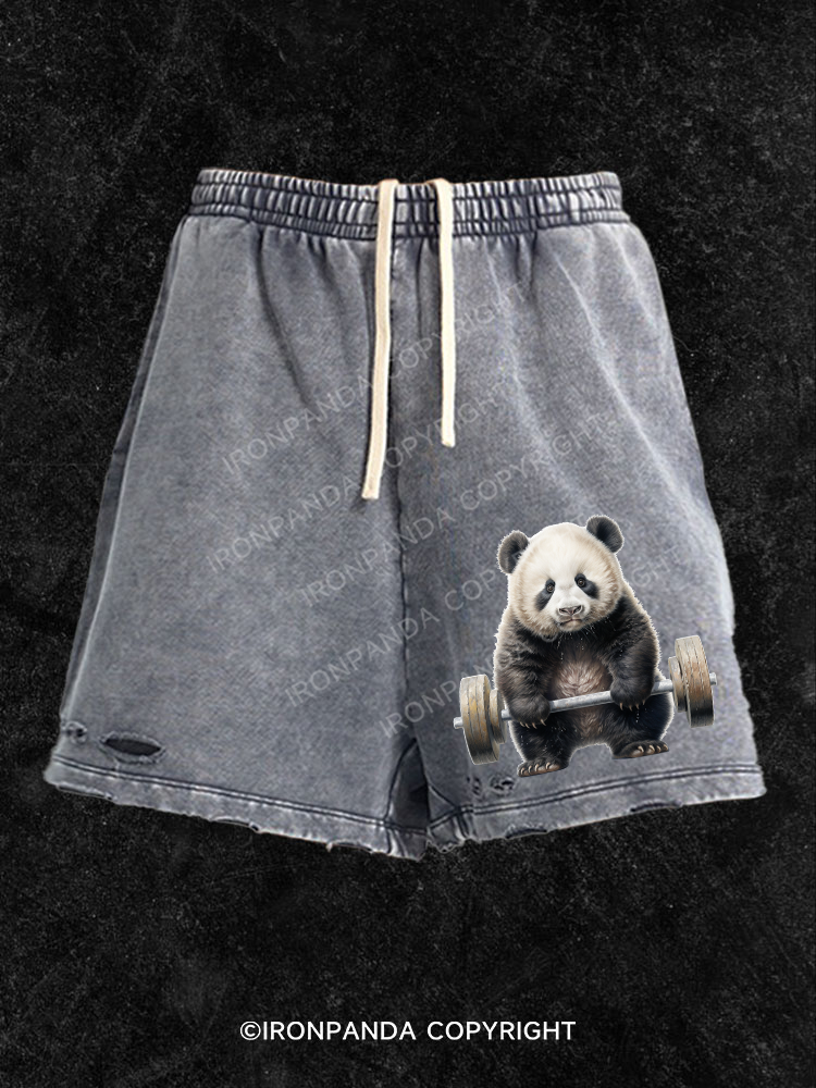 weightlifting panda Washed Gym Shorts