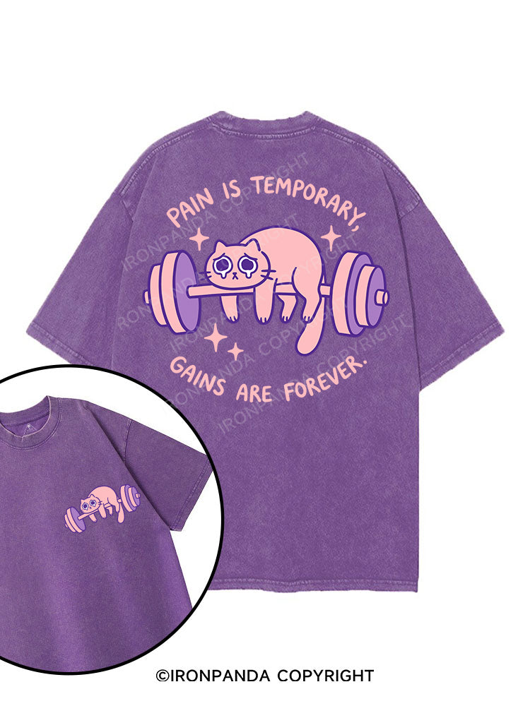 PAIN IS TEMPORARY,GAINS ARE FOREVER printed Gym Shirt