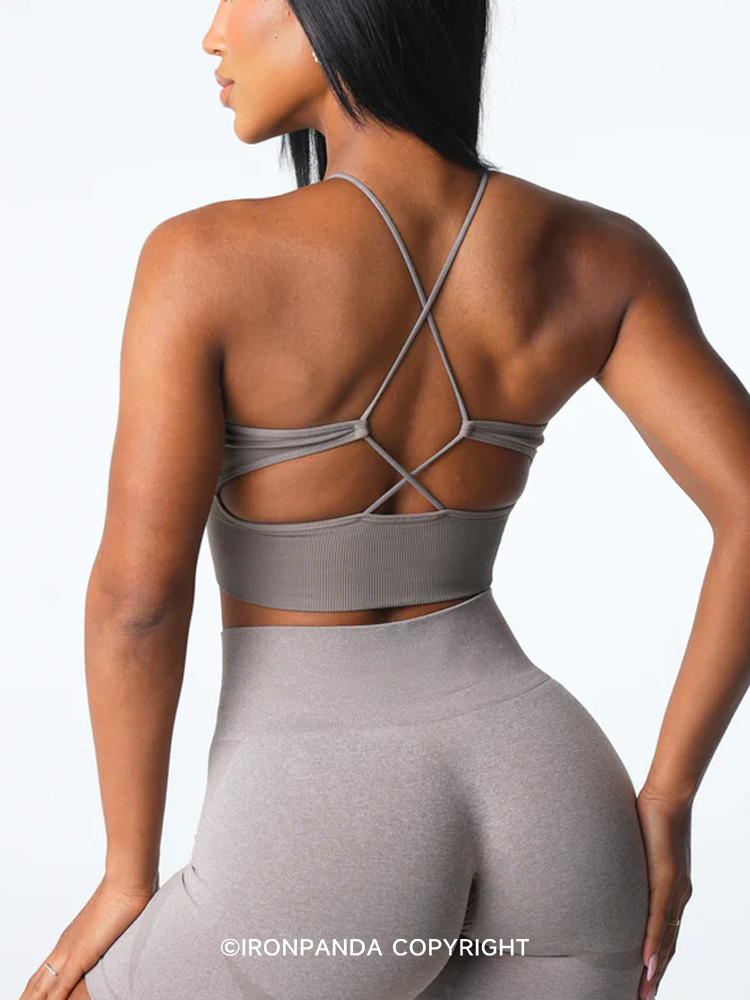Backless Drawstring Sports Bra