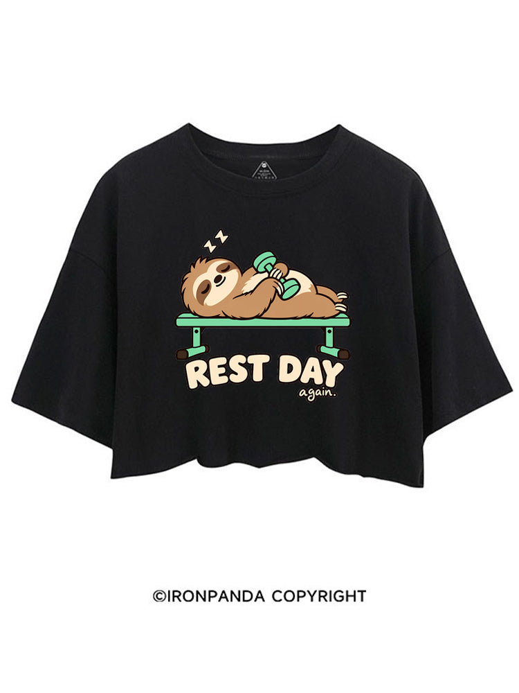 Rest Day Again Lazy Sloth CROP TOPS