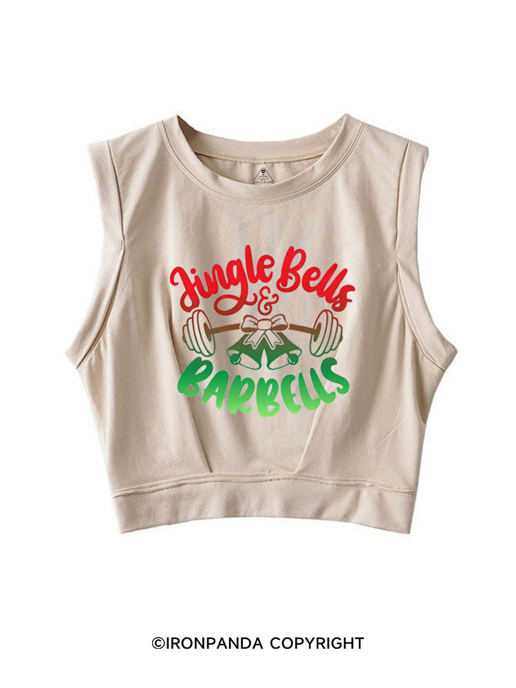 JINGLE BELLS & BARBELLS SLEEVELESS CROP TOPS
