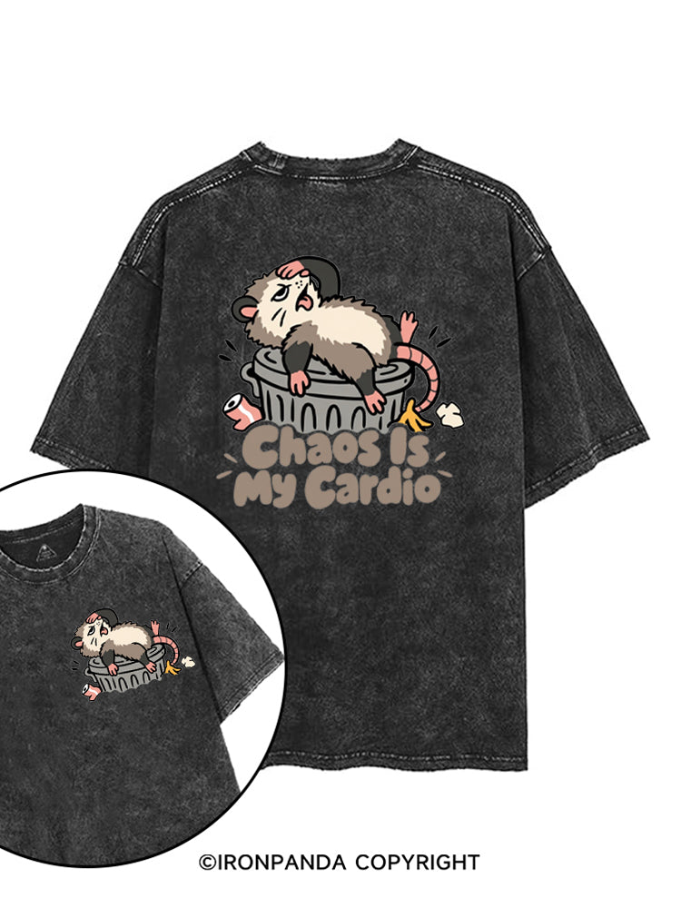 Chaos Is My Cardio Funny Possum Trash printed Gym Shirt