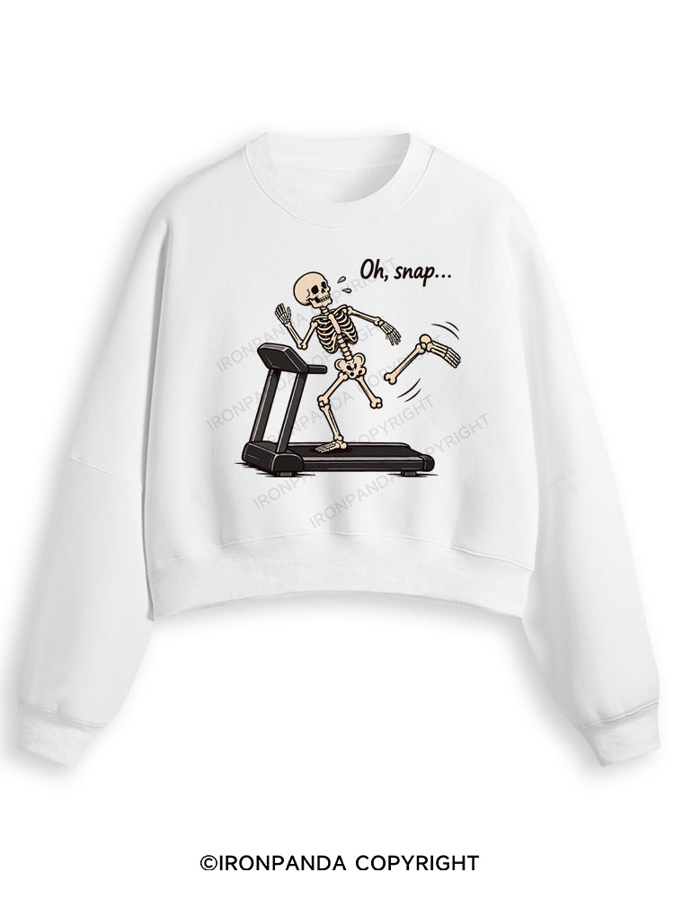 Oh Snap Funny Skeleton Fleece Crop Sweatshirt