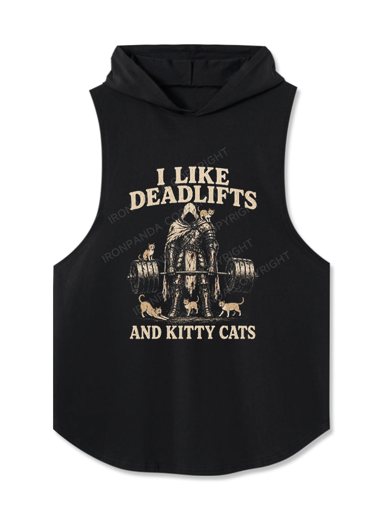 Deadlifts and Kitty Cats Gothic Workout Hooded Tank