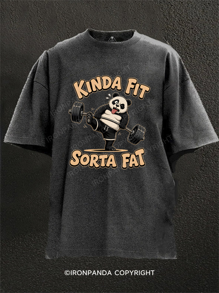 Kinda Fit Sorta Fat Funny Panda Washed Gym Shirt