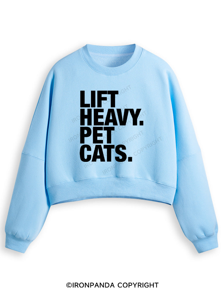 LIFT HEAVY PET CATS Fleece Crop Sweatshirt
