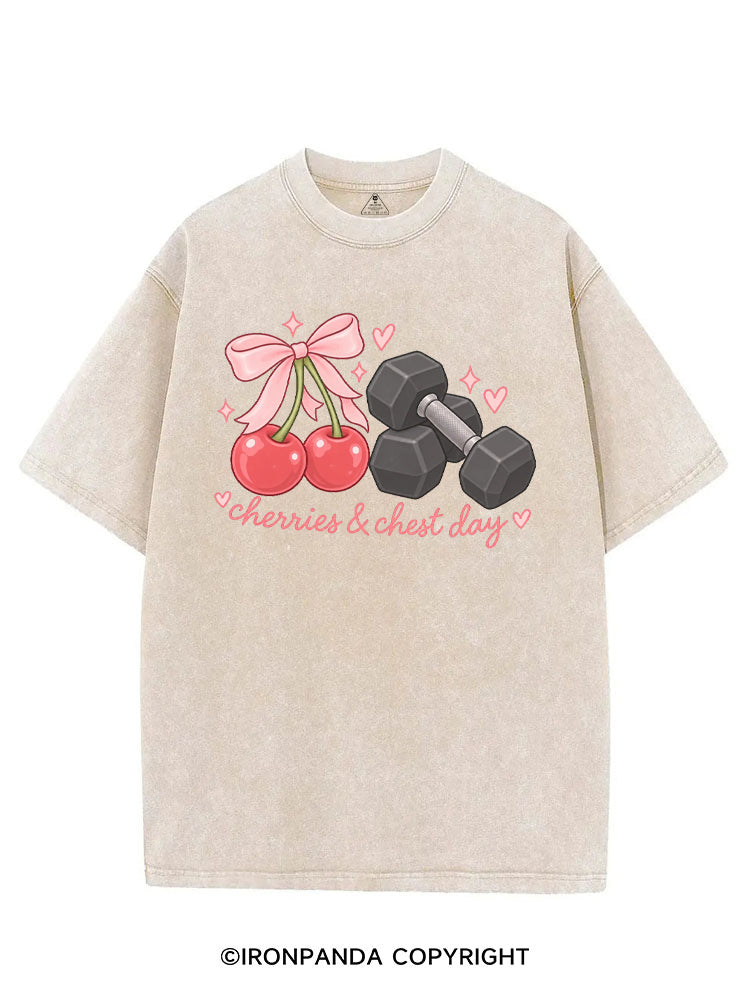 CHERRIES & CHEST DAY VINTAGE GYM SHIRT