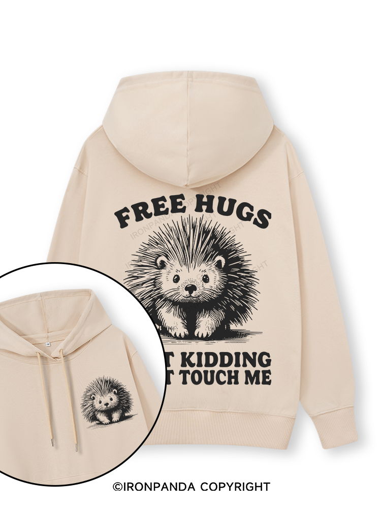 Free Hugs Just Kidding Don't Touch Me Lion Double-Sided Printed Classic Gym Hoodie