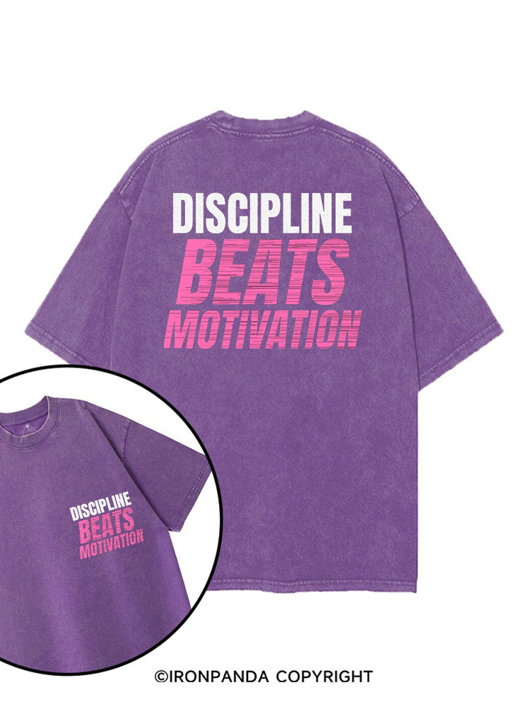 DISCIPLINE BEATS MOTIVATION printed Gym Shirt