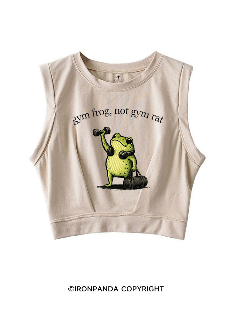 GYM FROG, NOT GYM RAT SLEEVELESS CROP TOPS