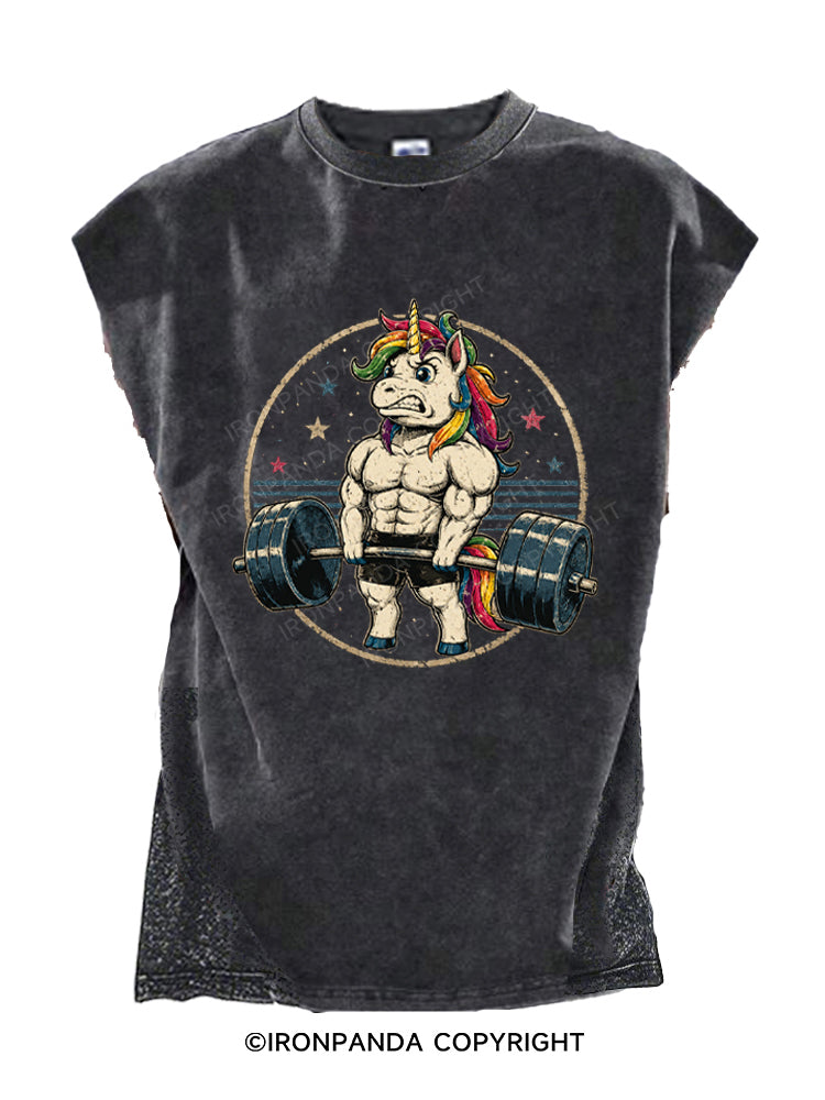 Retro Muscular Unicorn Deadlift Cut Off Tank