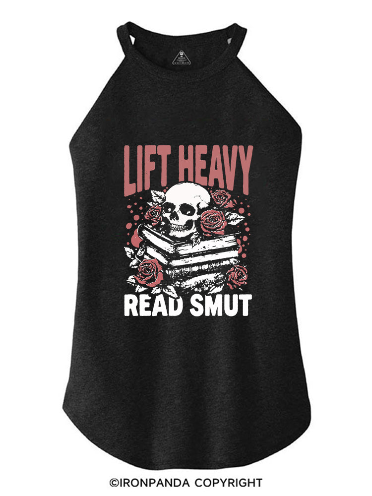 LIFT HEAVY READ SMUT ROSY SKULL ROCKER COTTON TANK