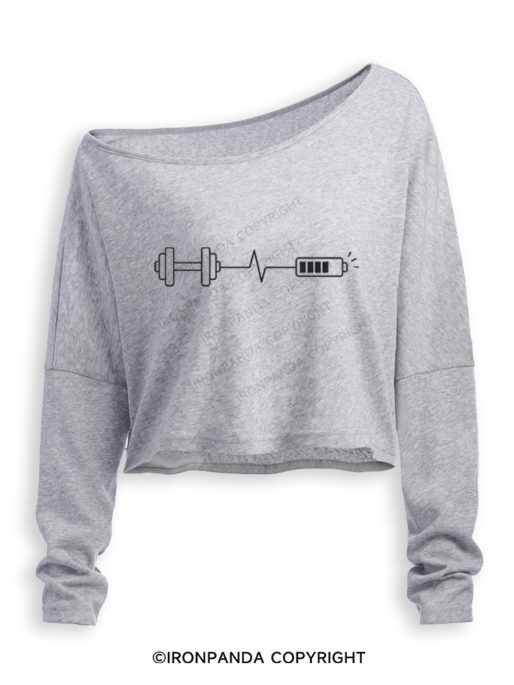 LOW BATTERY SOLUTION Off Shoulder Long Sleeve Crop Top