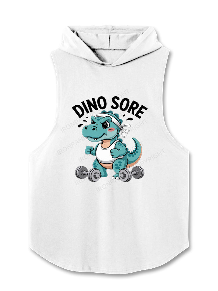 Fitness Gym Workout Exercise Dino Sore Hooded Tank