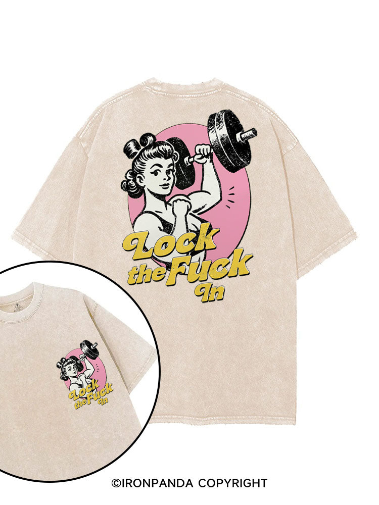 LOCK THE FUCK IN STRONG WOMEN printed Gym Shirt