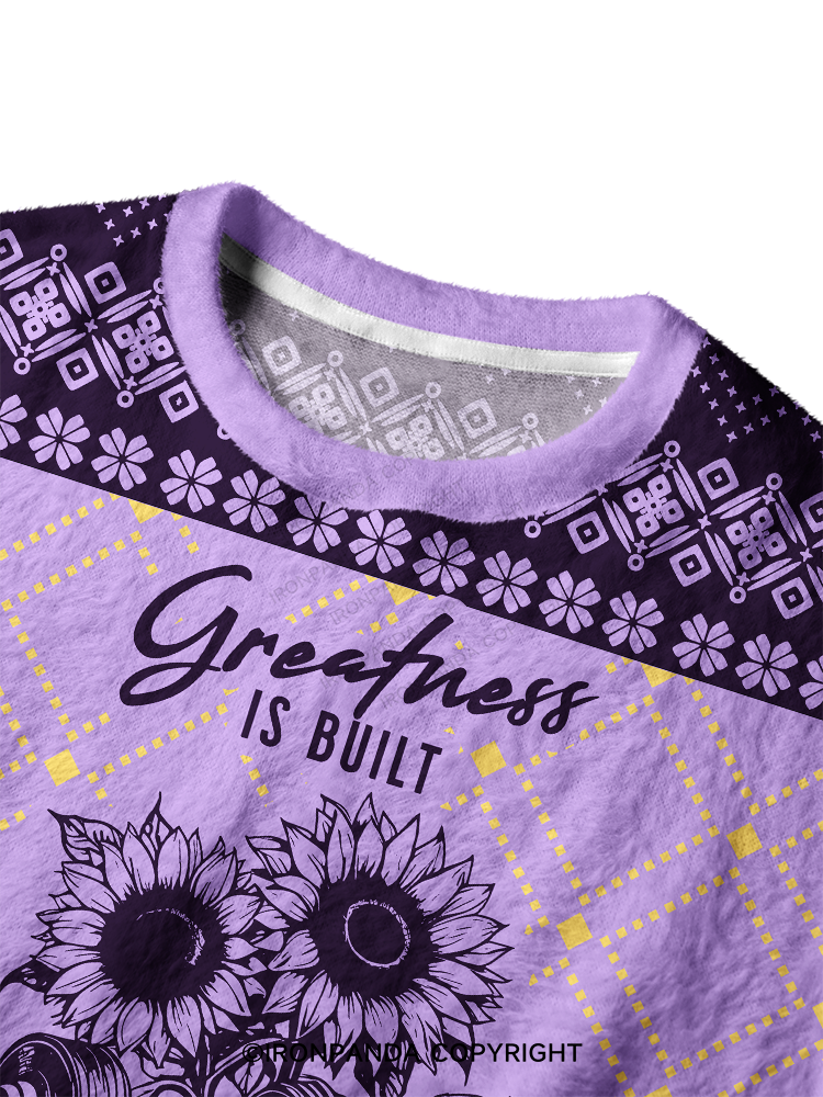 Greatness IS BUILT ONE REP AT A TIME Ugly Fuzzy Fleece Sweater